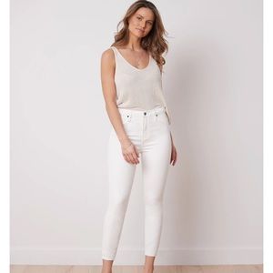 Yoga jeans - white, skinny, ankle zip